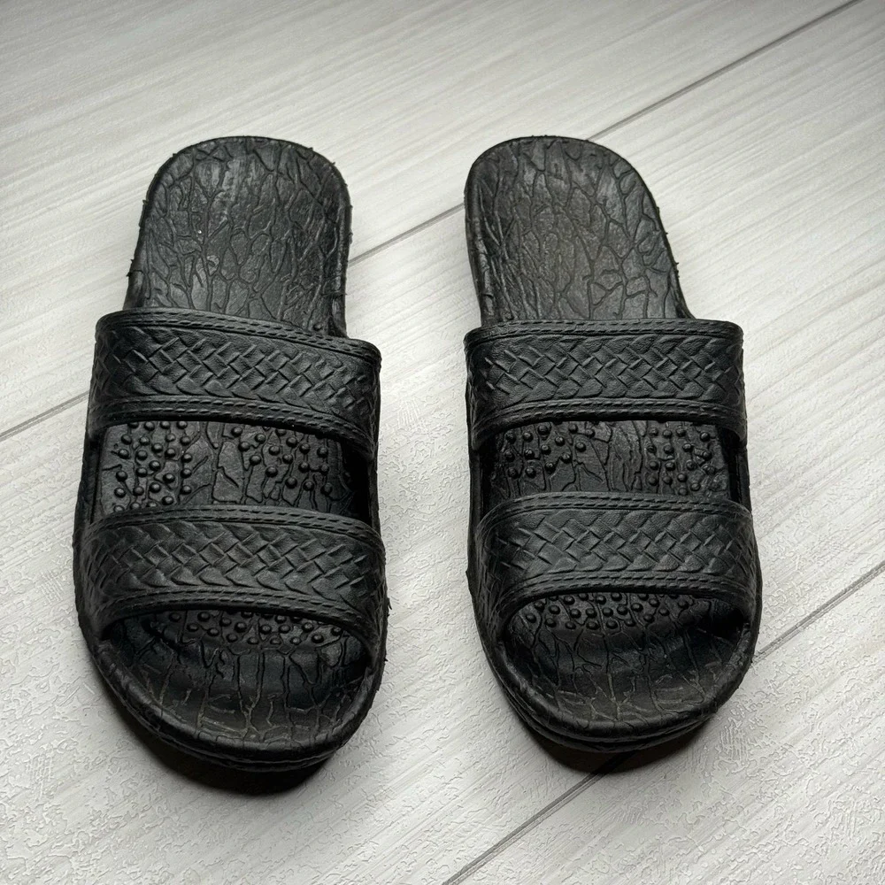 Mens Slides Sandals Double Strap Slip On Black Comfort Casual Summer Pool Shoe 6